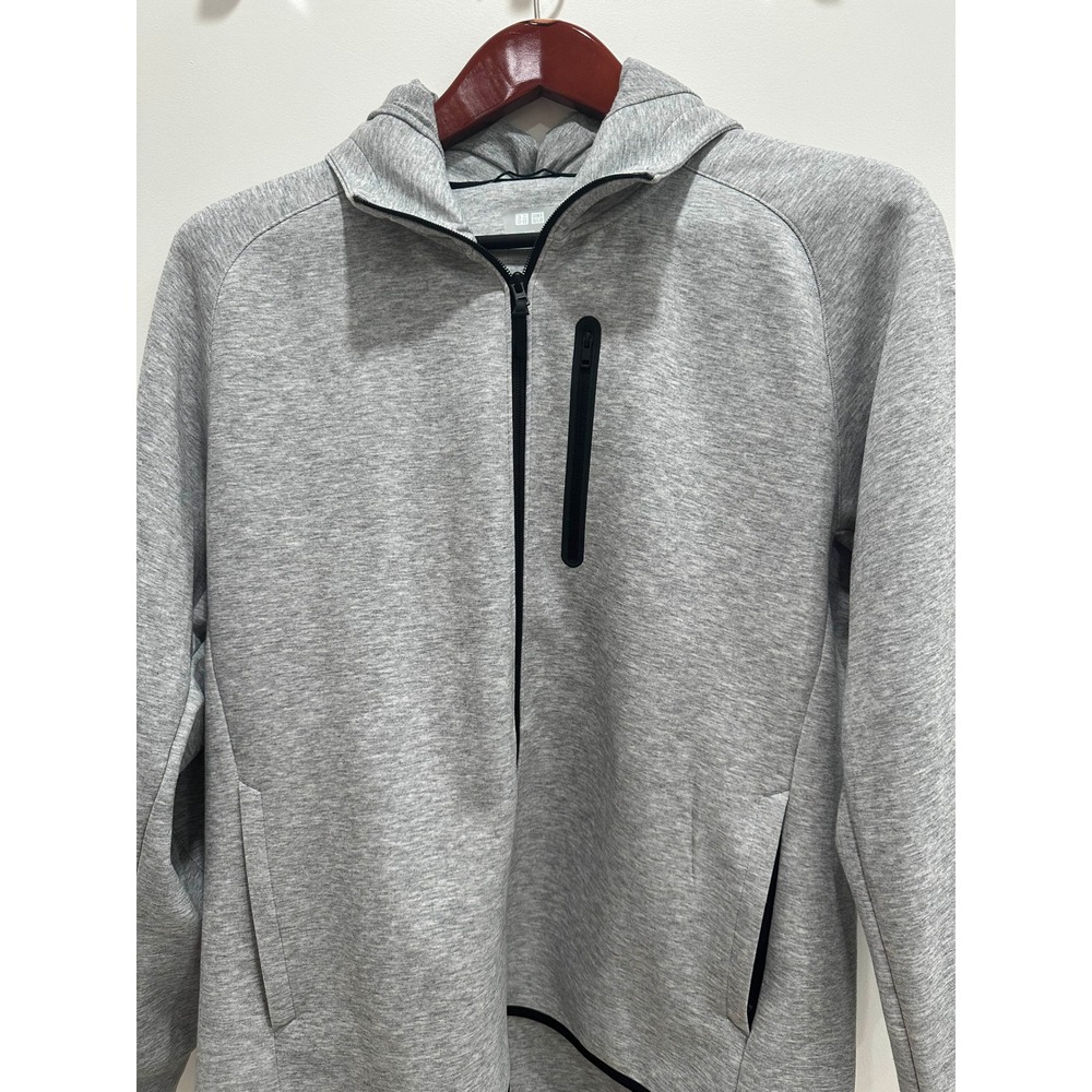 Uniqlo Dry Stretch Full Zip Hoodie Mens XXL Gray Tech Fleece Jacket 419502